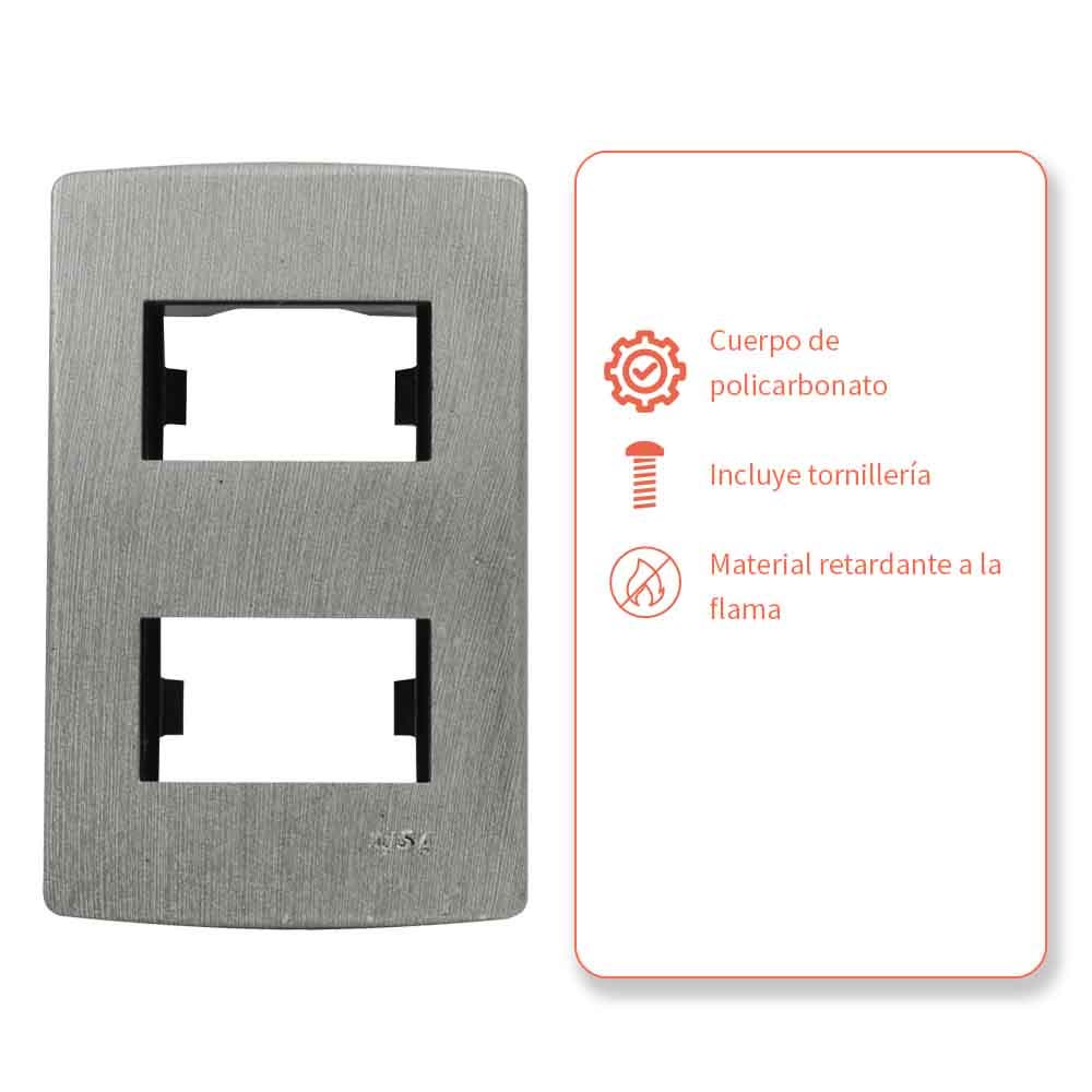 IUSA - Placa scudetto decore metálica de 2 ventanas