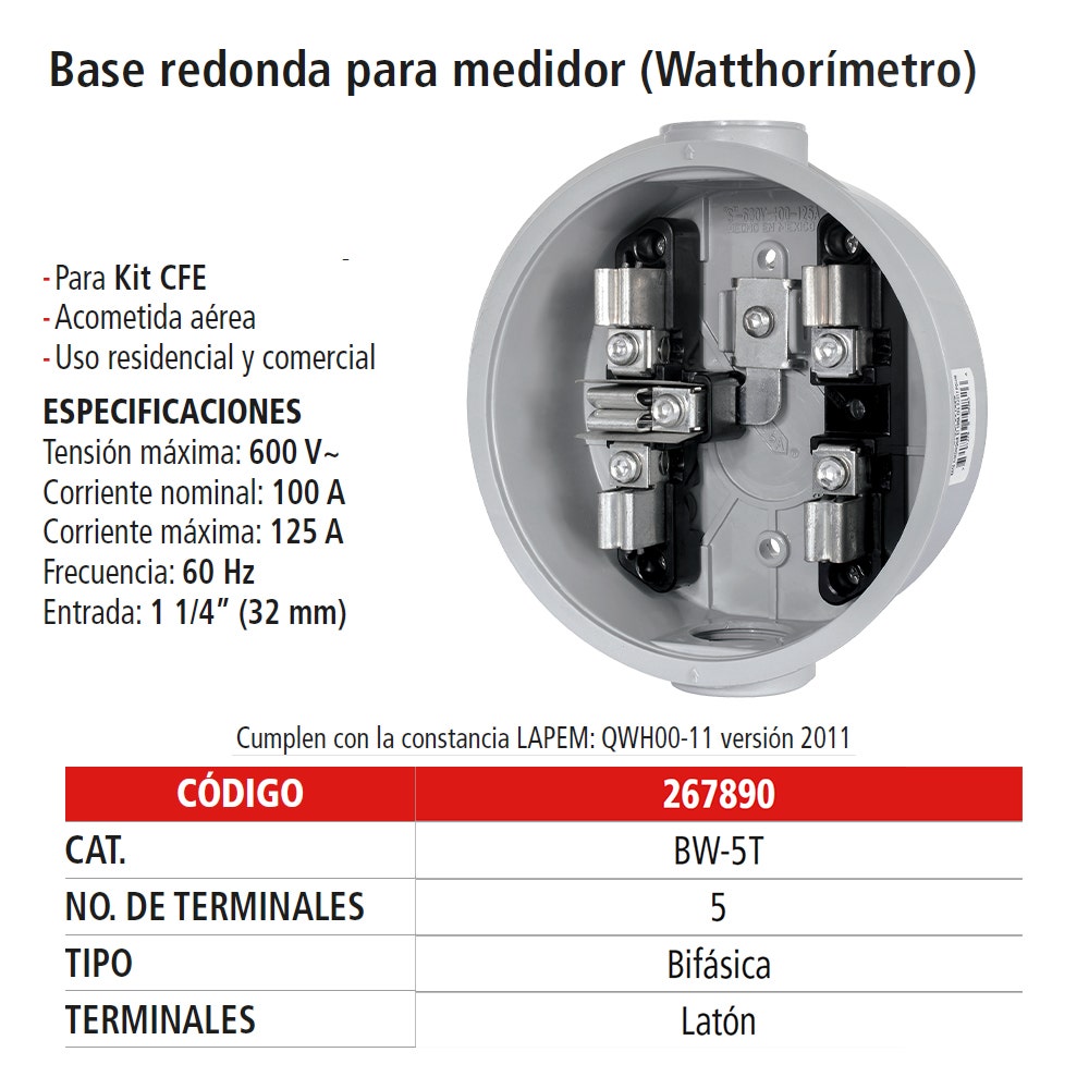 IUSA - Base para medidor 5 aluminio espec IUSA