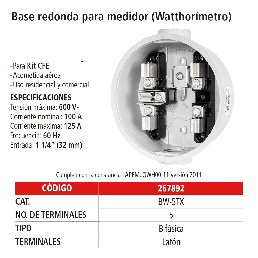 IUSA - Base para medidor 5 policarbonato espec IUSA