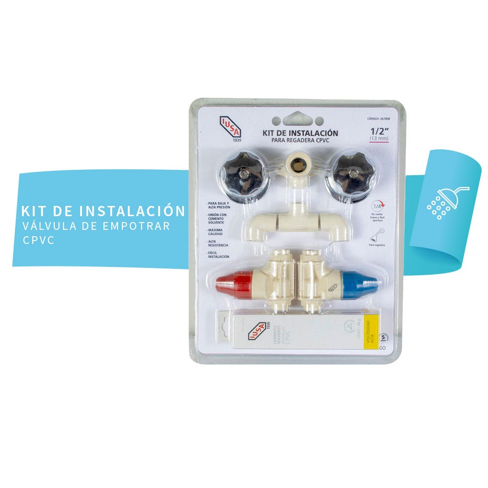 IUSA - Kit de instalación para regadera de cpvc iusa flow