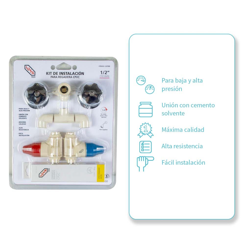 IUSA - Kit de instalación para regadera de cpvc iusa flow