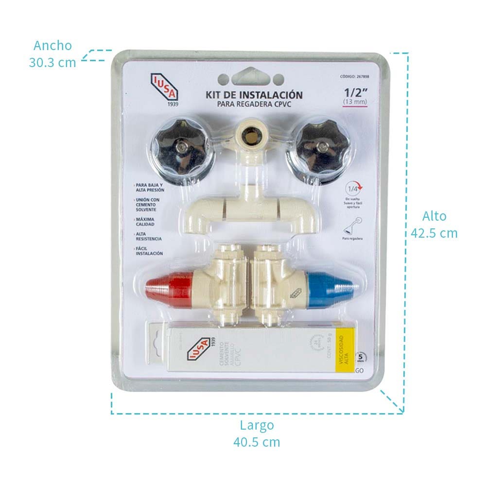 IUSA - Kit de instalación para regadera de cpvc iusa flow