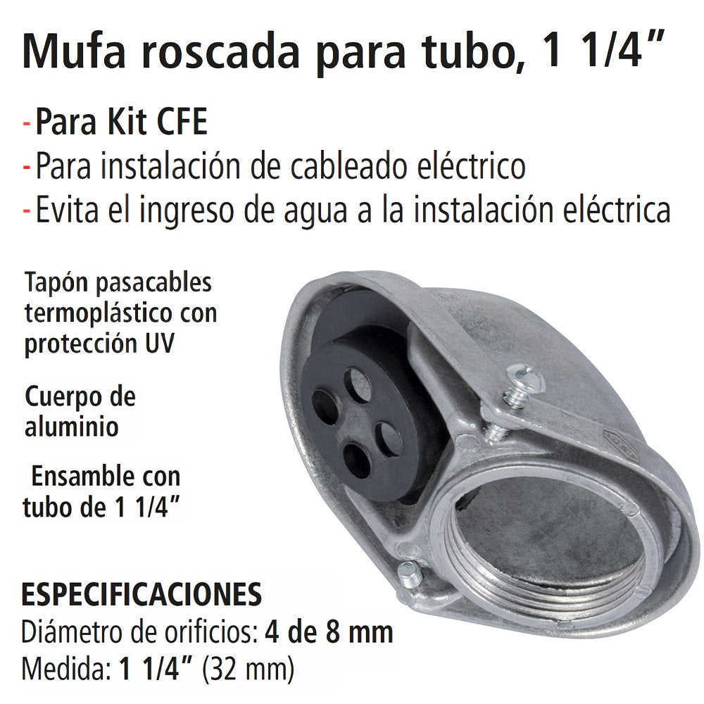 IUSA - Mufa para acometidas de 1 1/4 de pulgadas