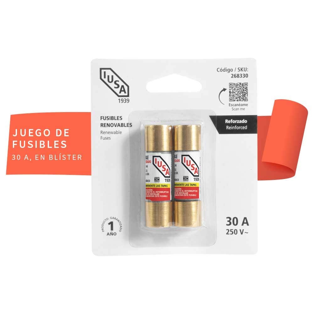 IUSA - Cartucho para fusible iusa, 30 a blister, 2 piezas