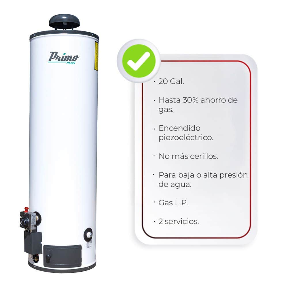 IUSA - Calentador de depósito Primo Plus 80 L, gas L.P., IUSA