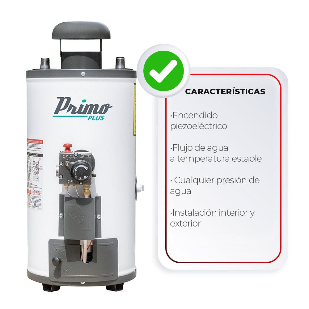 IUSA - Calentador de paso Primo Plus, 6 L/min, gas L.P., IUSA