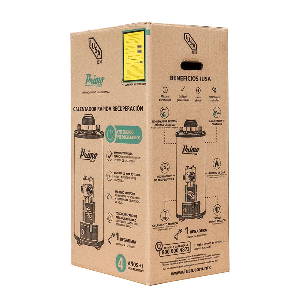 IUSA - Calentador de paso Primo Plus, 6 L/min, gas L.P., IUSA