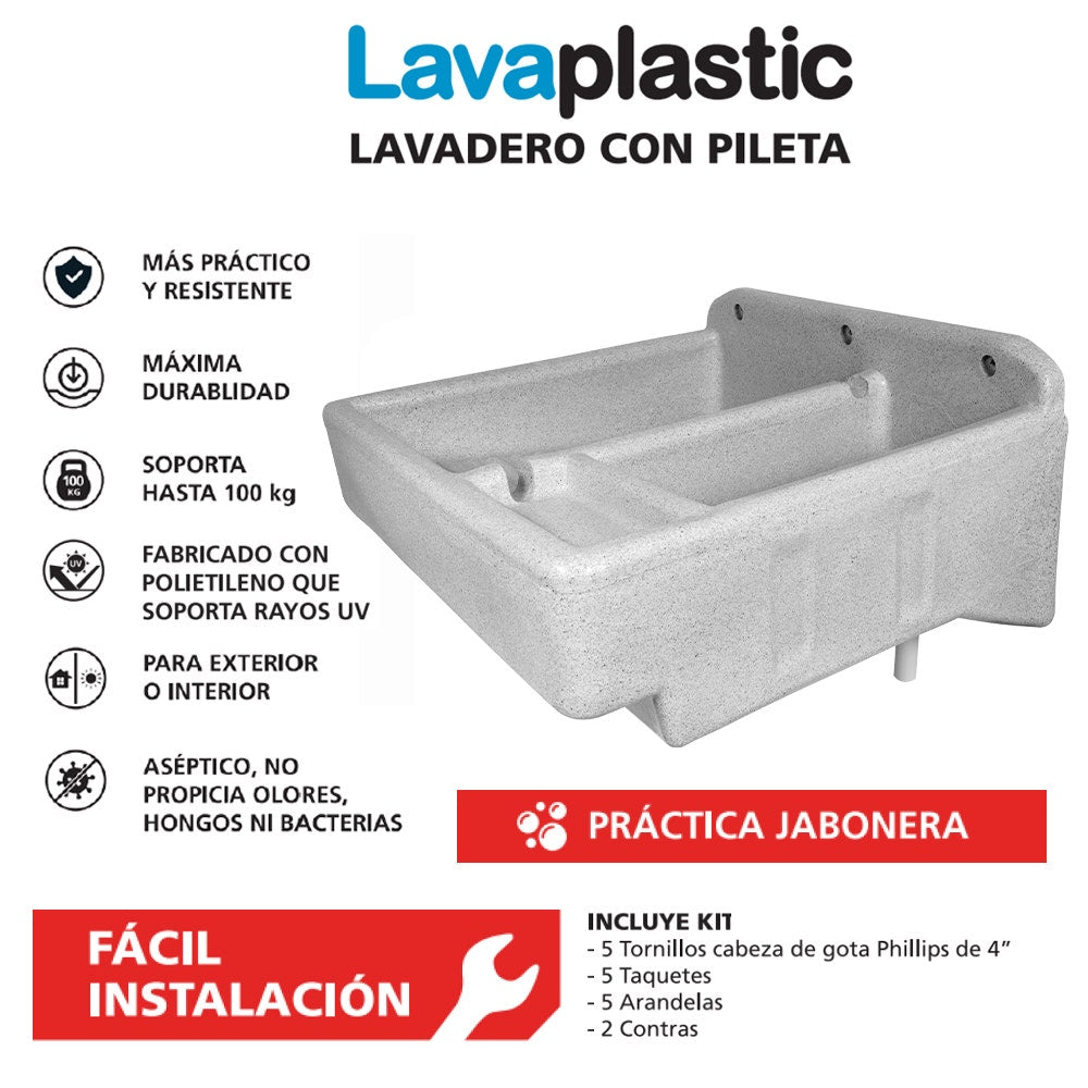 IUSA - Lavadero de Plástico Lavaplastic con Pileta y Jabonera, IUSA