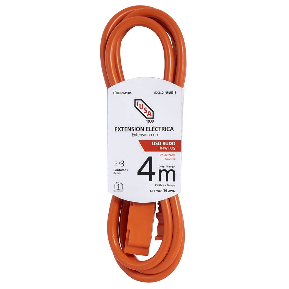 IUSA - Extensión anaranjada de uso rudo iusa 2 x 16 awg 4 m