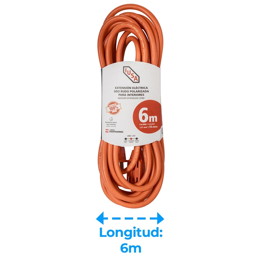 IUSA - Extensión anaranjada de uso rudo IUSA 2 x 16 AWG 6 m