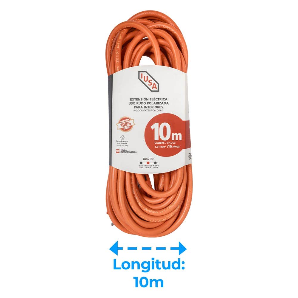 IUSA - Extensión anaranjada de uso rudo iusa 2 x 16 awg 10 m