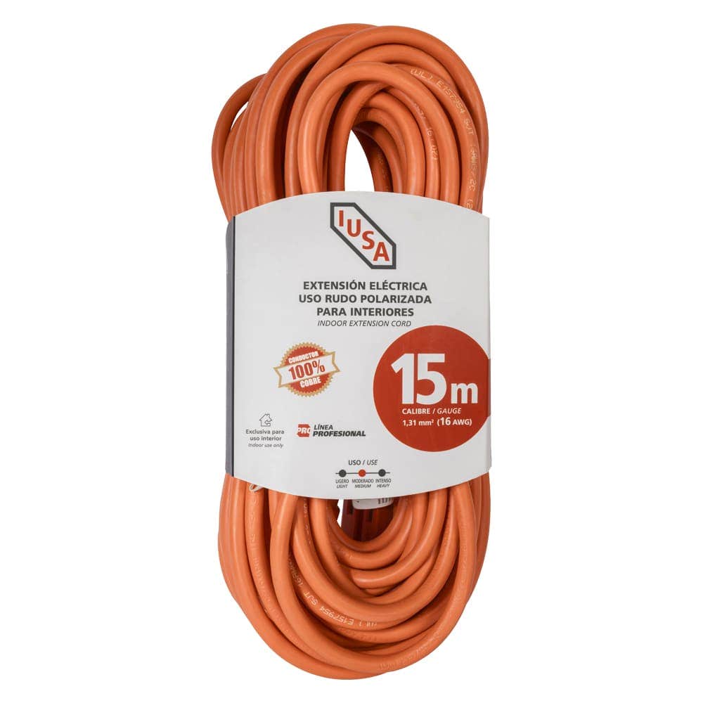 IUSA - Extensión anaranjada de uso rudo IUSA 2 x 16 AWG 15 m