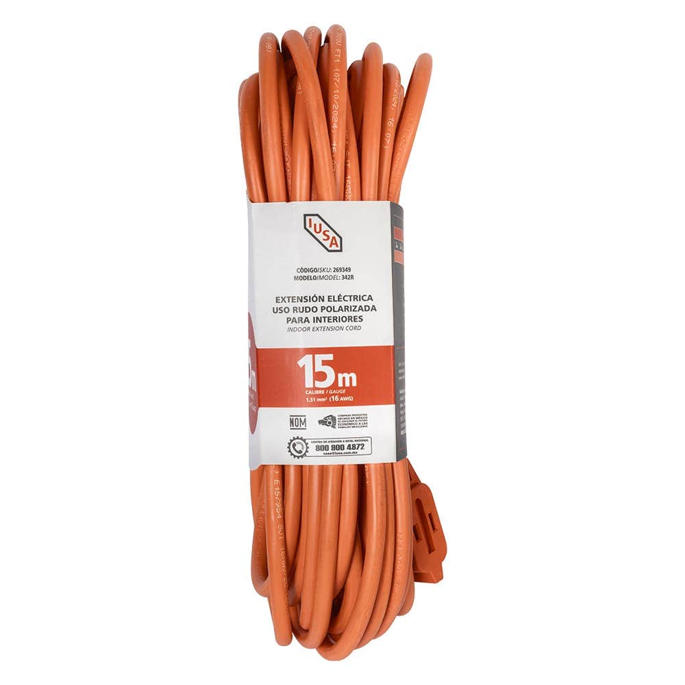 IUSA - Extensión anaranjada de uso rudo IUSA 2 x 16 AWG 15 m