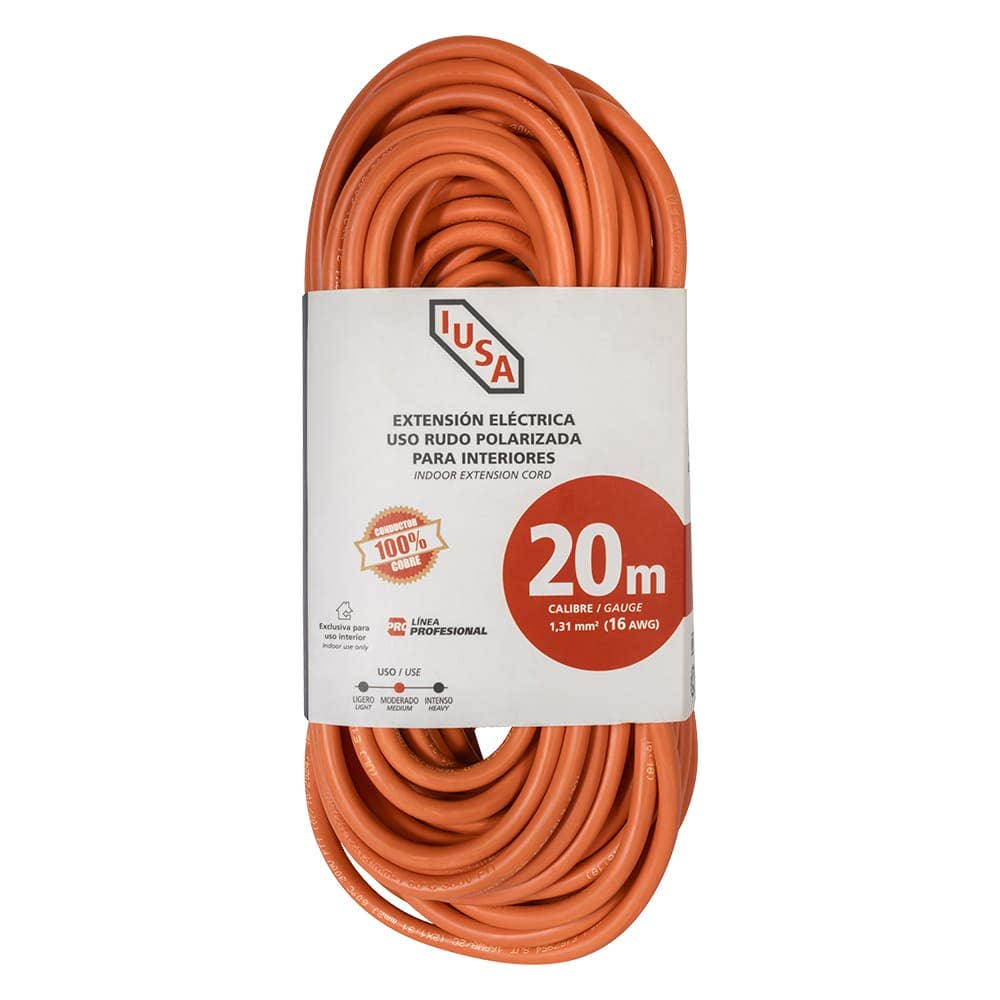 IUSA - Extensión anaranjada de uso rudo IUSA 2 x 16 awg 20 m