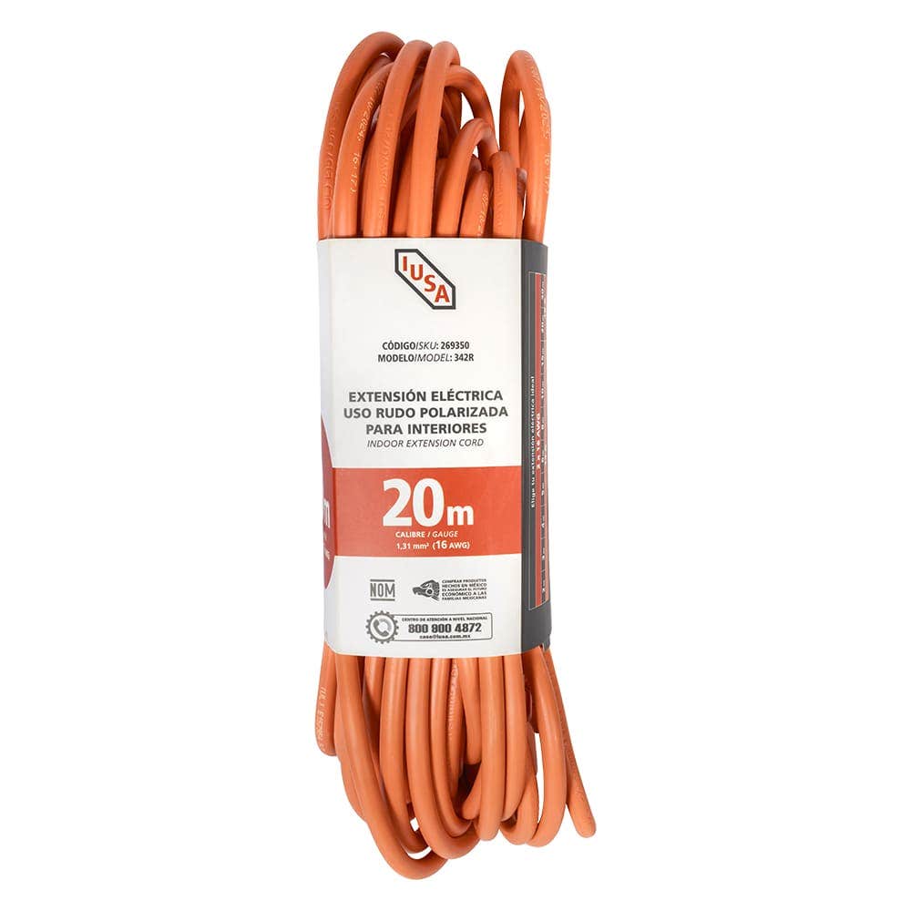 IUSA - Extensión anaranjada de uso rudo IUSA 2 x 16 awg 20 m