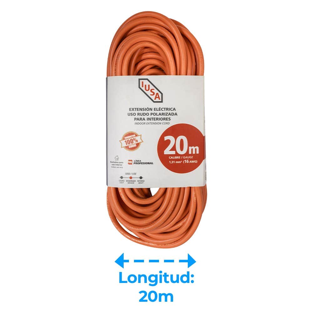 IUSA - Extensión anaranjada de uso rudo IUSA 2 x 16 awg 20 m