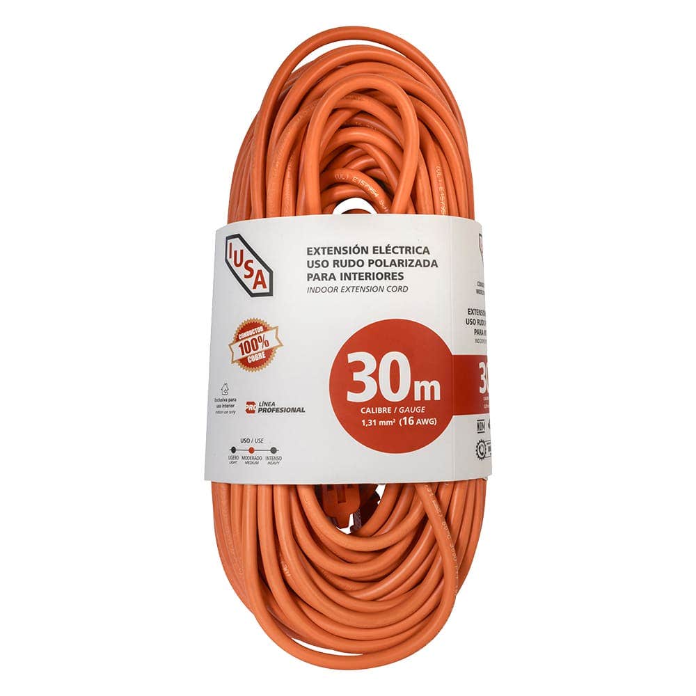 IUSA - Extensión anaranjada de uso rudo iusa 2 x 16 awg 30 m