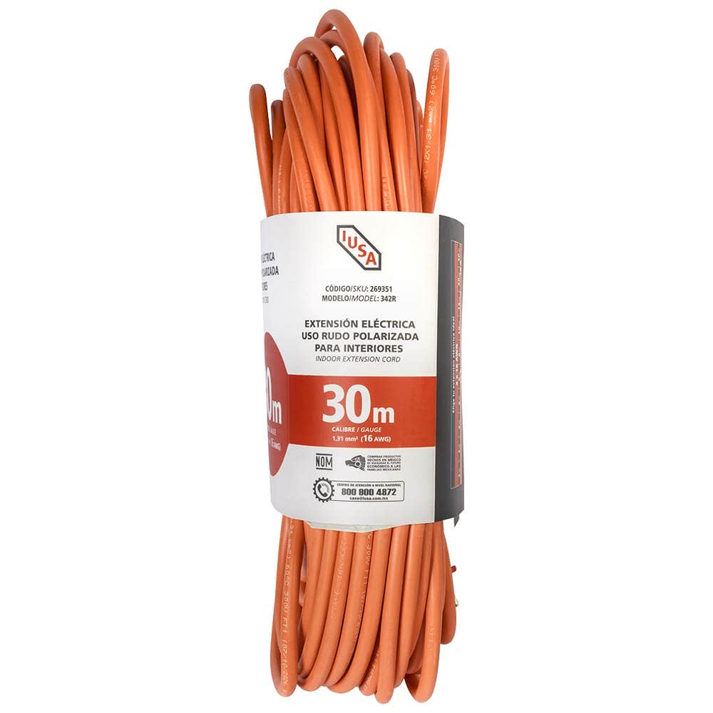 IUSA - Extensión anaranjada de uso rudo iusa 2 x 16 awg 30 m