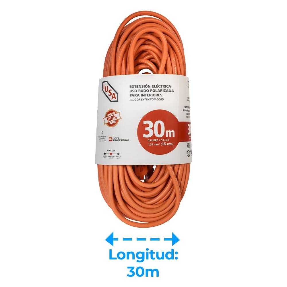 IUSA - Extensión anaranjada de uso rudo iusa 2 x 16 awg 30 m