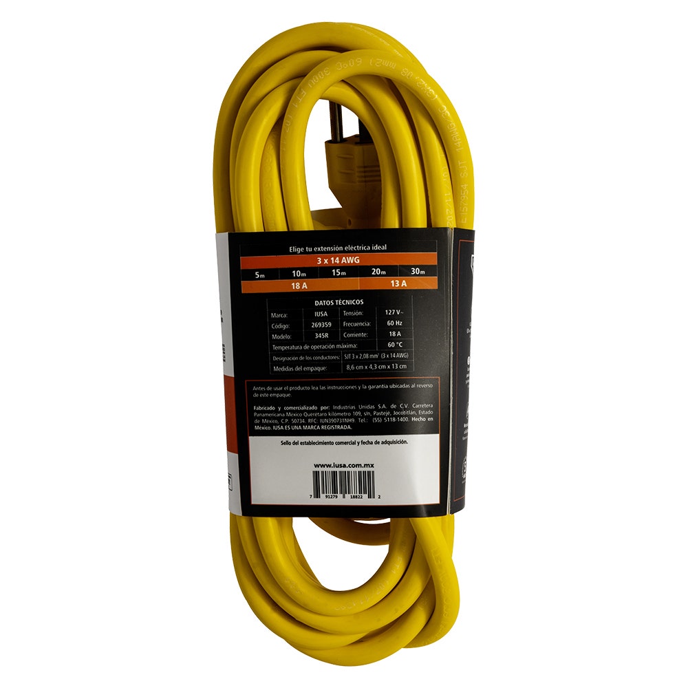 IUSA - Extensión amarilla de uso rudo IUSA 3 x 14 AWG