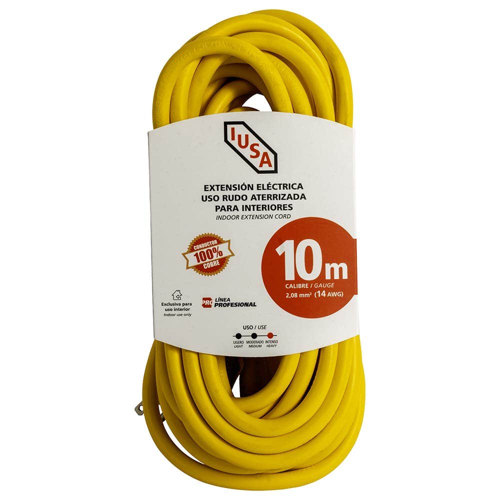 IUSA - Extensión amarilla de uso rudo iusa 3 x 14 awg 10 m