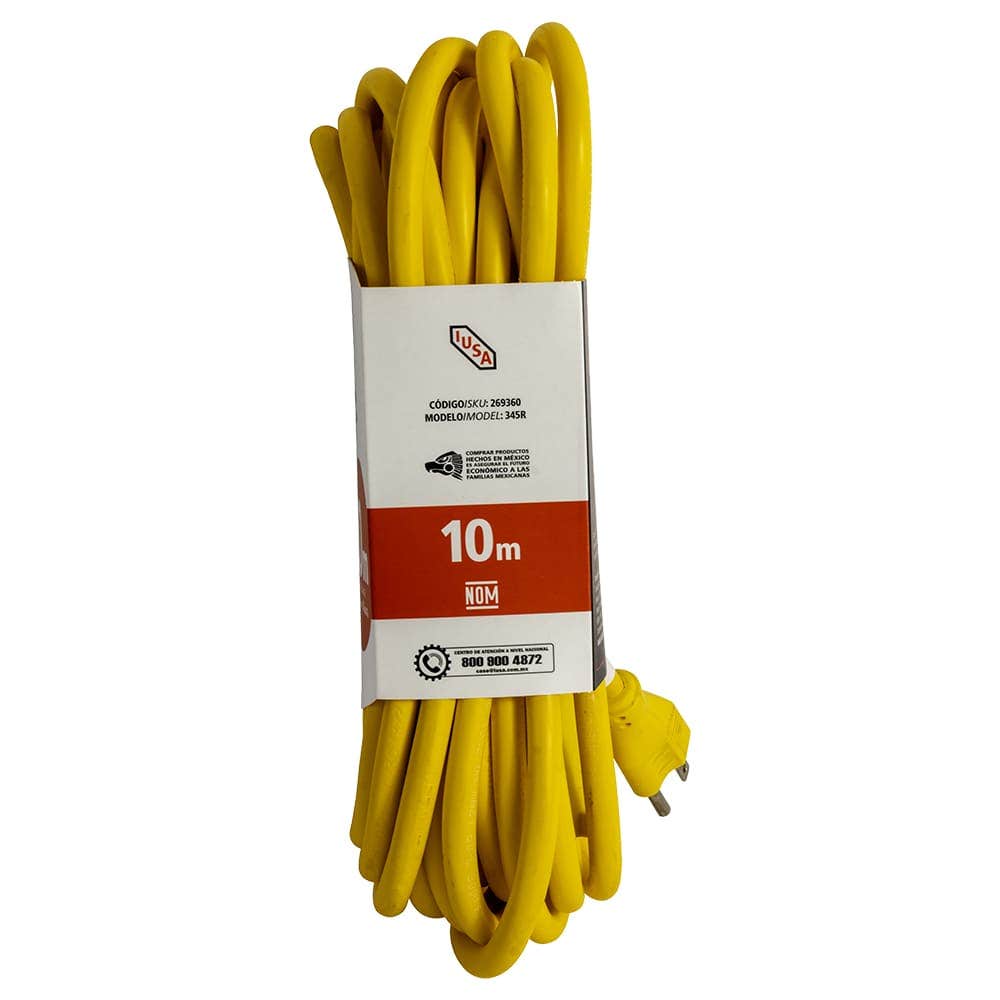 IUSA - Extensión amarilla de uso rudo iusa 3 x 14 awg 10 m