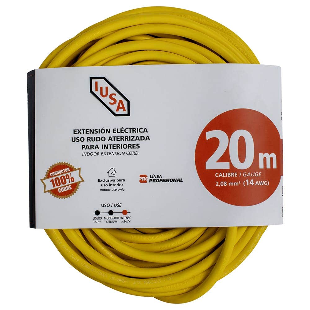 IUSA - Extensión amarilla de uso rudo iusa 3 x 14 awg 20 m