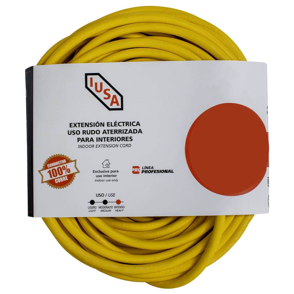 IUSA - Extensión amarilla de uso rudo, iusa, 3 x 14 awg, 30 m