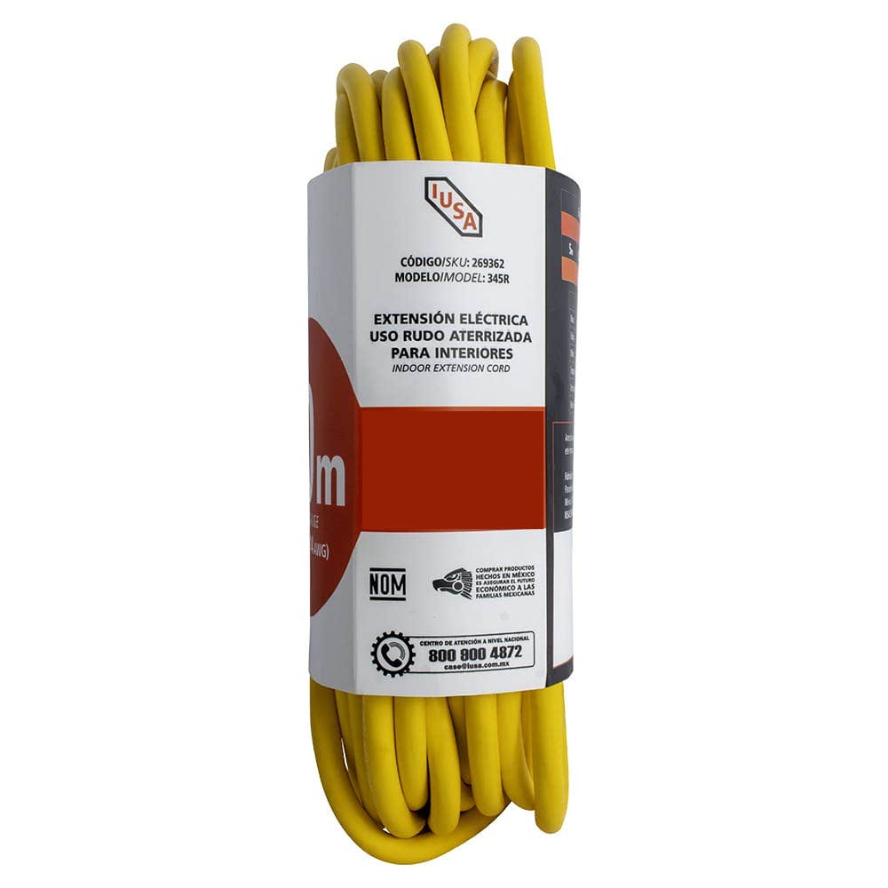 IUSA - Extensión amarilla de uso rudo, iusa, 3 x 14 awg, 30 m