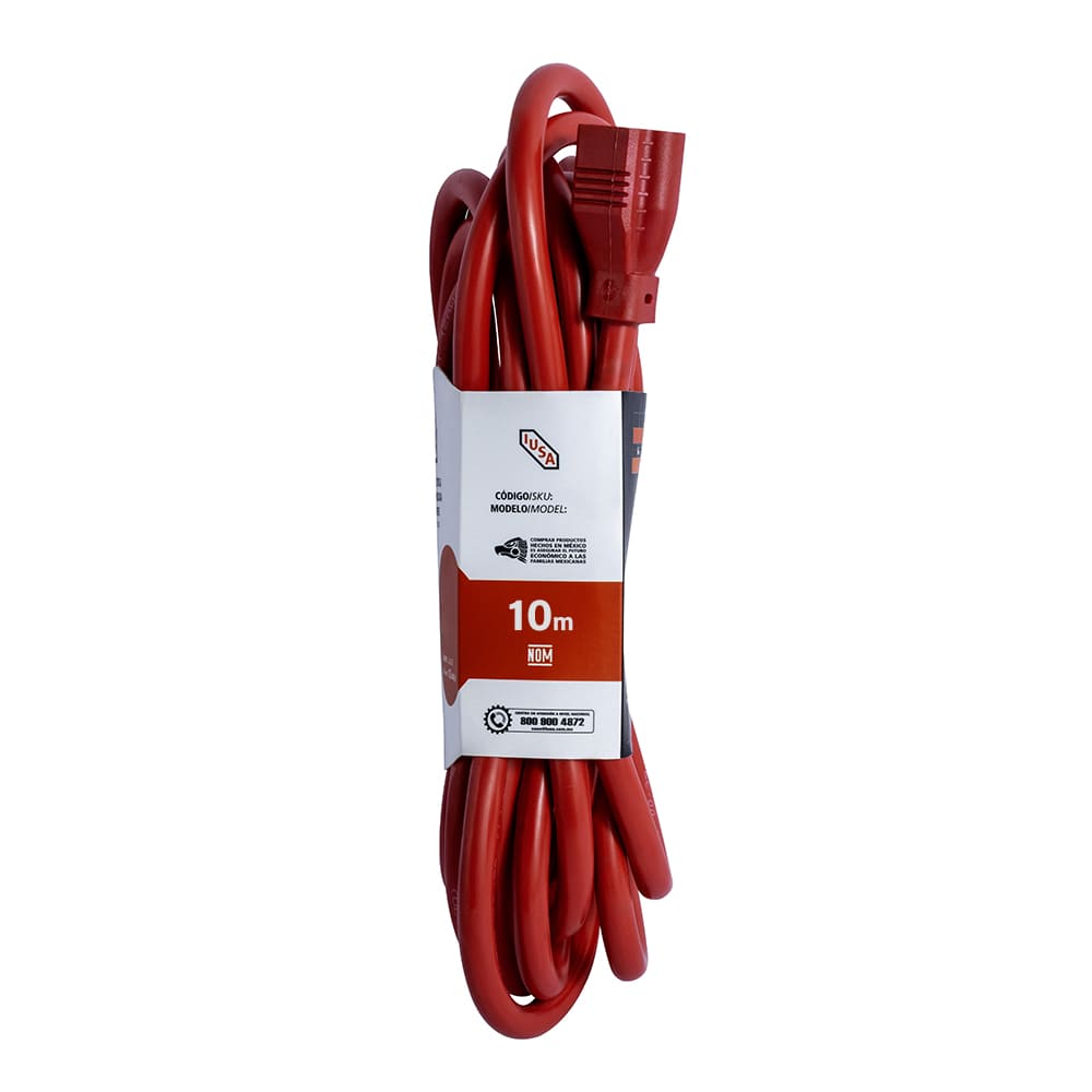 IUSA - Extensión eléctrica uso rudo roja 3X12AWG 10m IUSA