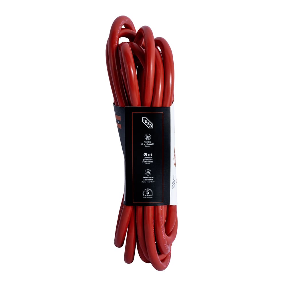 IUSA - Extensión eléctrica uso rudo roja 3x12awg 30m IUSA