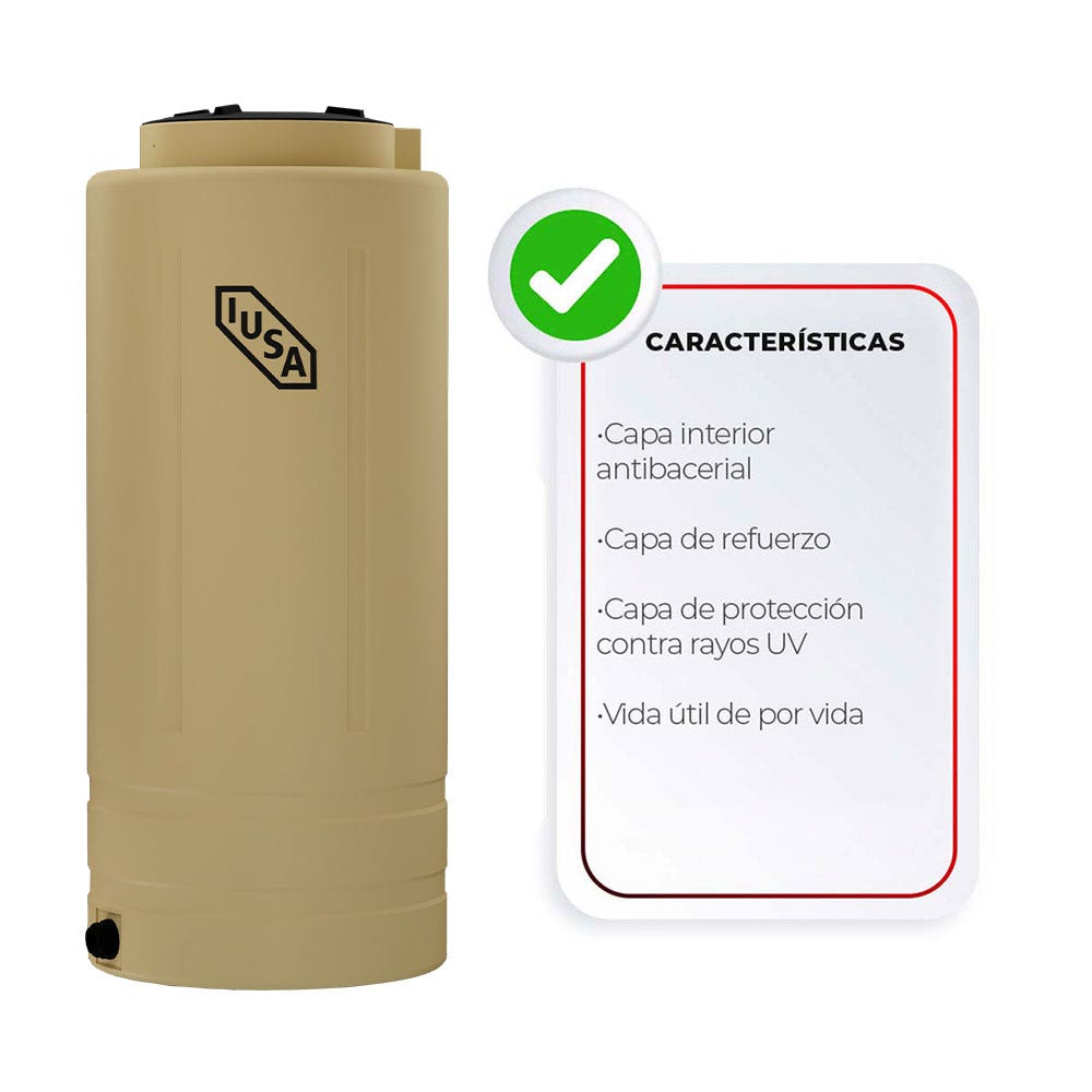 IUSA - Tinaco slim beige 1100 l con accesorios