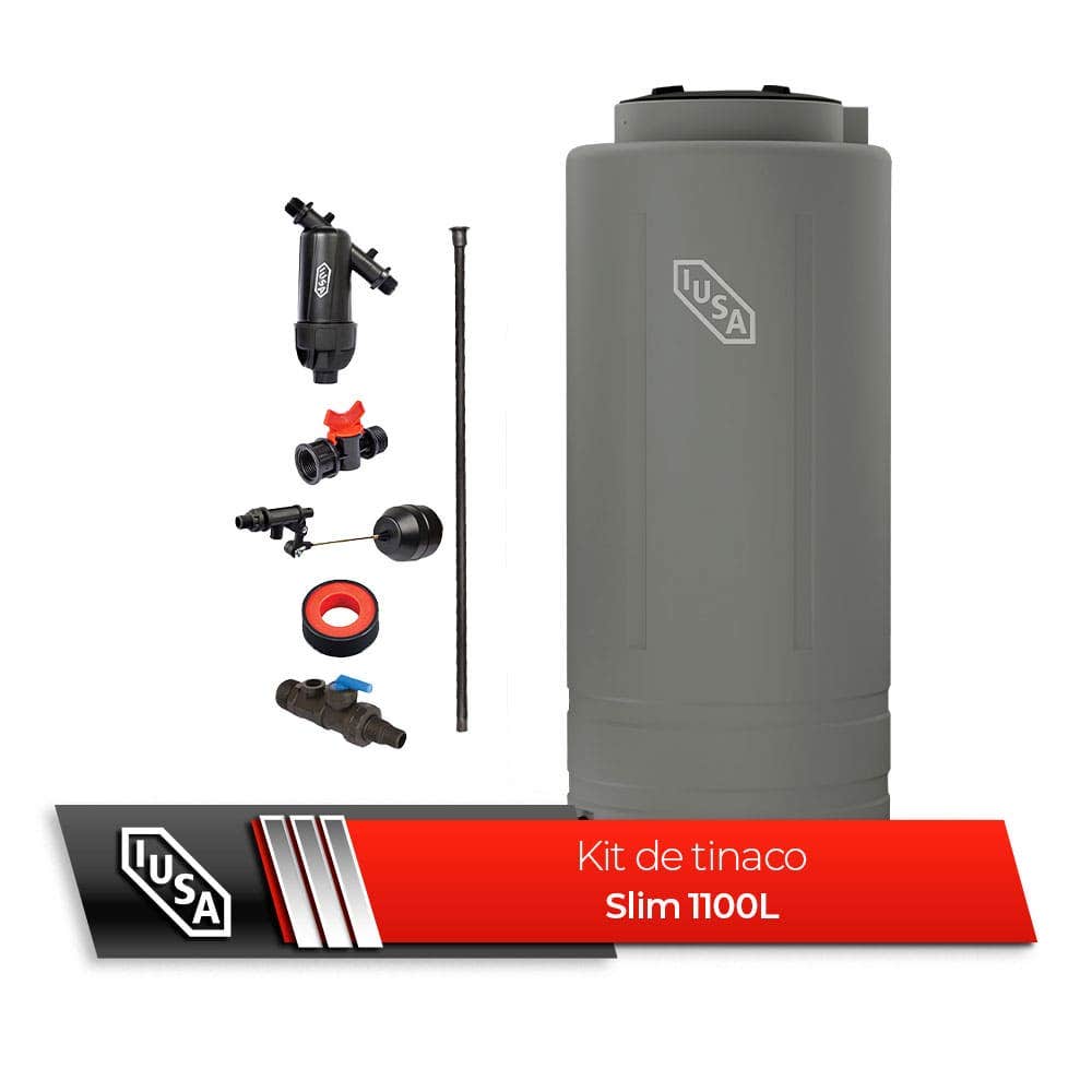 IUSA - Tinaco slim gris 1100 l con accesorios