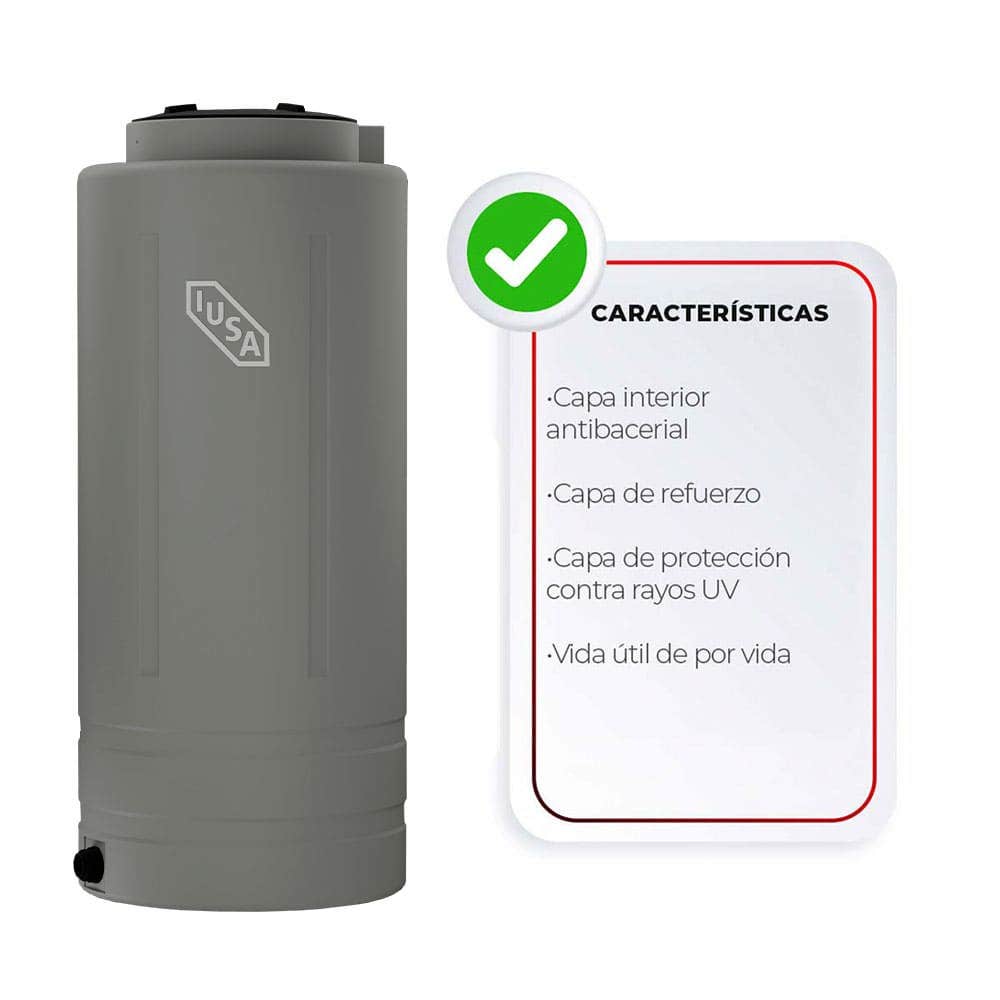 IUSA - Tinaco slim gris 1100 l con accesorios
