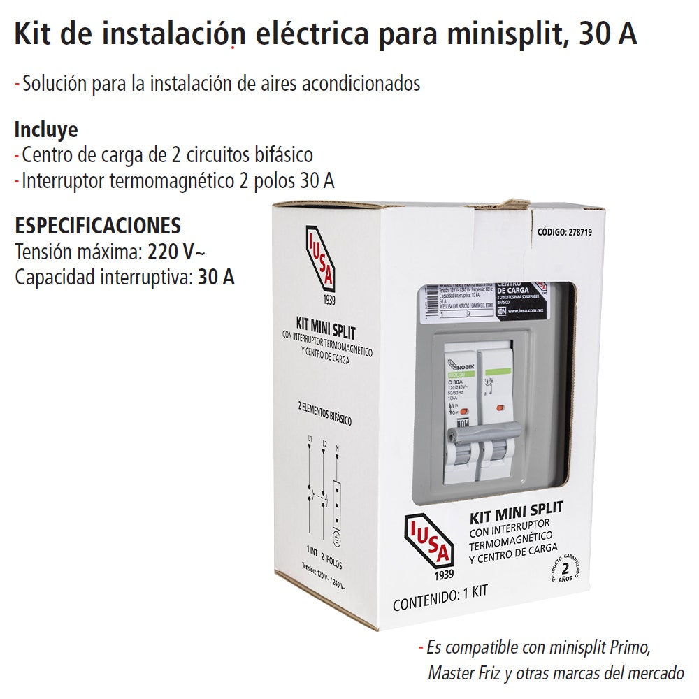 IUSA - Kit de instalación eléctrica para minisplit, 30 a, iusa