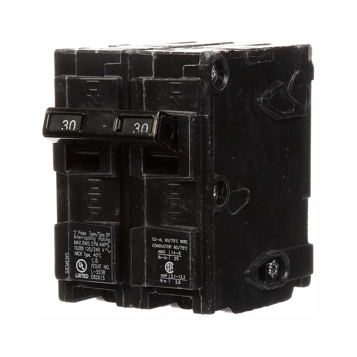 SIEMENS - Interruptor automático enchufable tipo QP 2 polos, 30 amp