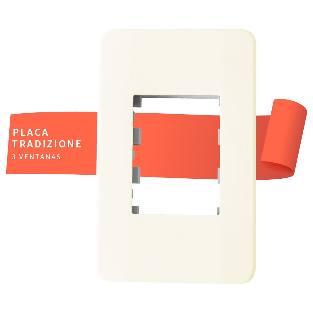 IUSA - Placa tradizione de 3 ventanas color marfil