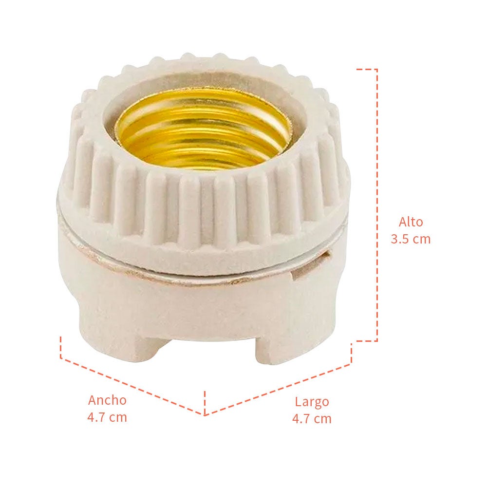 IUSA - Portalámpara de porcelana para anuncio con casquillo de aluminio