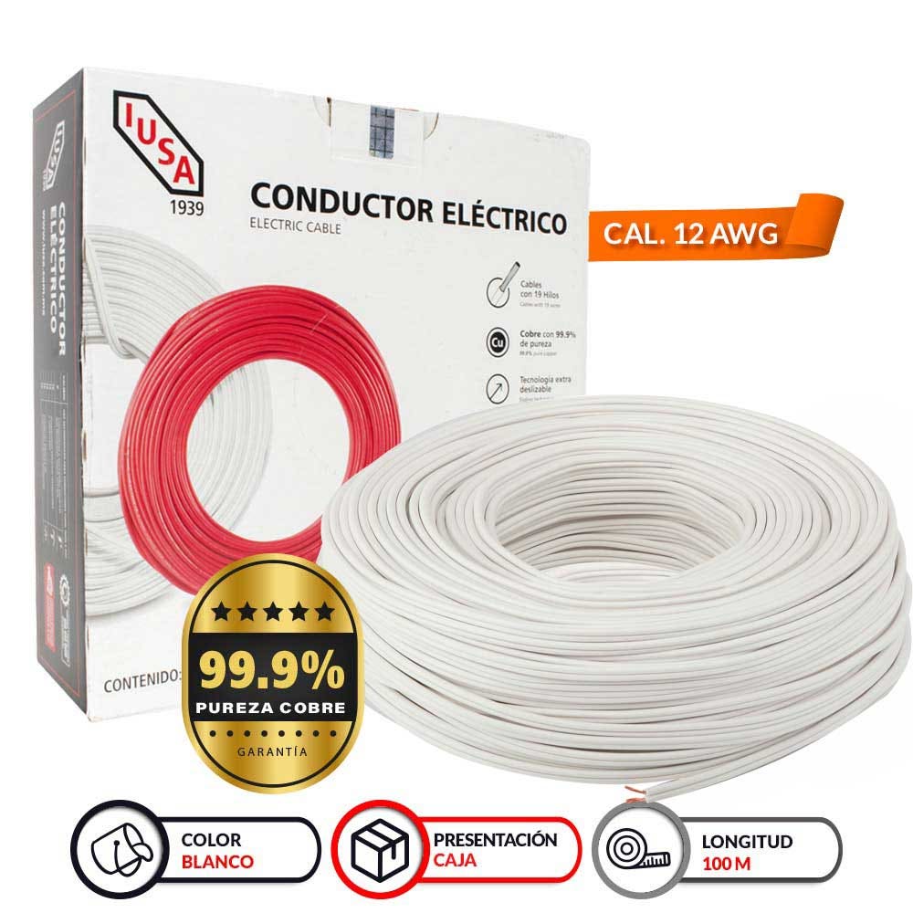 IUSA - Alambre THW-LS/THHW-LS CE RoHS 12 AWG IUSA en caja color blanco