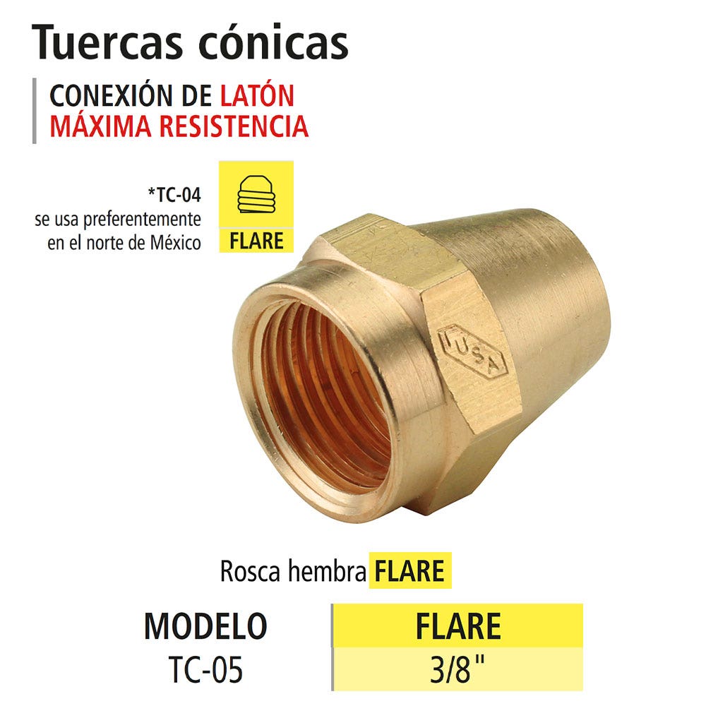 IUSA - Tuerca cónica 3/8” para controles de gas