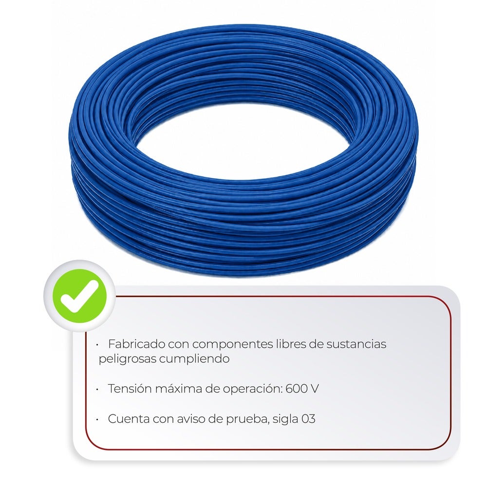 IUSA - Cable THW-LS / THHW-LS CE RoHS, caja de 100 m, 10 AWG, azul