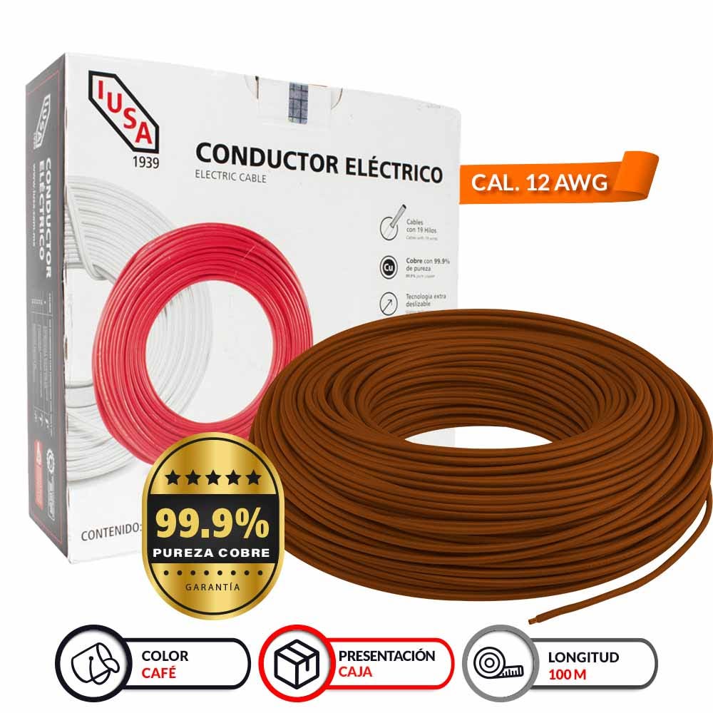 IUSA - Cordón flexible tipo POT (SPT) IUSA 12 AWG color café