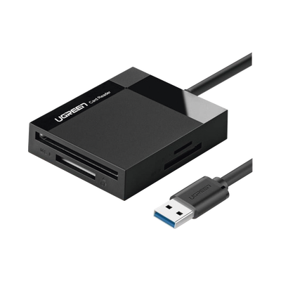 UGREEN - Lector de Tarjetas USB-A 3.0  a CompactFlash (CF)/ MemoryStick (MS)/ TransFlash (TF)/ SecureDigital (SD) | 4 en 1 | 5Gbps | Hasta 2TB | Soporta Windows/Mac OS/Linux/Android | Lectura de tarjetas simultánea | Cable de 15cm.