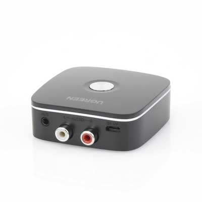UGREEN - Receptor de Audio Bluetooth 5.0 a RCA o Auxiliar 3.5mm / Tecnología EDR / Reconexión Automática / Hasta 10 m / Ideal para Conectar Celulares, o Tabletas hacia alguna Bocina o Sistema de Audio