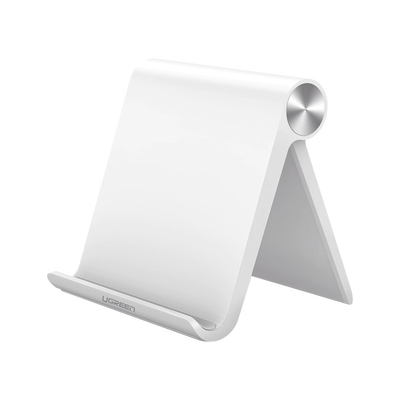 UGREEN - Soporte de Escritorio para Tablet /  Ajustable de 0° a 100° / Goma Antiarañazos / Antideslizante / Amplia Compatibilidad con dispositivos de 4'' a 13'' / Plegable / ABS / Color Blanco