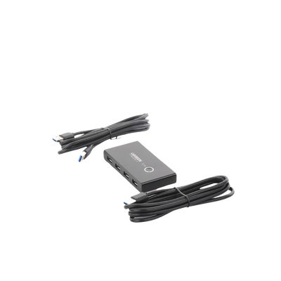 UGREEN - Conmutador USB para Compartir 4 Puertos USB 3.0 a 2 PC Ìs | Cambio Mediante Botón | Incluye Dos Cables USB de 1.5 m | ABS | Permite que 2 Usuarios Compartan 4 Dispositivos Periféricos USB3.0, como una impresora, un escáner, etc.