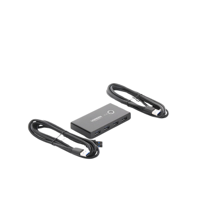 UGREEN - Conmutador USB para Compartir 4 Puertos USB 3.0 a 2 PC Ìs | Cambio Mediante Botón | Incluye Dos Cables USB de 1.5 m | ABS | Permite que 2 Usuarios Compartan 4 Dispositivos Periféricos USB3.0, como una impresora, un escáner, etc.