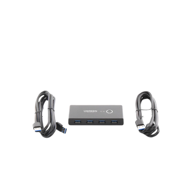 UGREEN - Conmutador USB para Compartir 4 Puertos USB 3.0 a 2 PC Ìs | Cambio Mediante Botón | Incluye Dos Cables USB de 1.5 m | ABS | Permite que 2 Usuarios Compartan 4 Dispositivos Periféricos USB3.0, como una impresora, un escáner, etc.