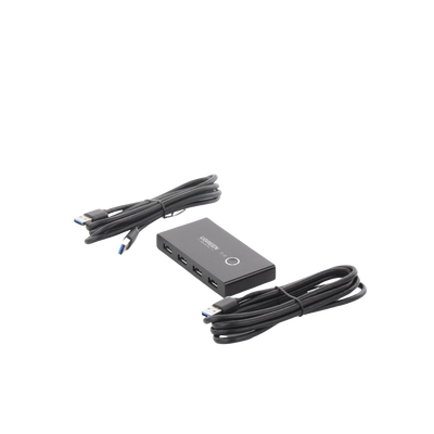 UGREEN - Conmutador USB para Compartir 4 Puertos USB 3.0 a 2 PC Ìs | Cambio Mediante Botón | Incluye Dos Cables USB de 1.5 m | ABS | Permite que 2 Usuarios Compartan 4 Dispositivos Periféricos USB3.0, como una impresora, un escáner, etc.