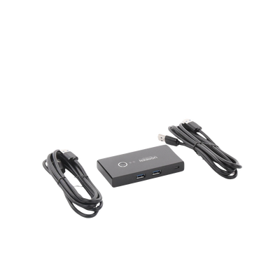 UGREEN - Conmutador USB para Compartir 4 Puertos USB 3.0 a 2 PC Ìs | Cambio Mediante Botón | Incluye Dos Cables USB de 1.5 m | ABS | Permite que 2 Usuarios Compartan 4 Dispositivos Periféricos USB3.0, como una impresora, un escáner, etc.